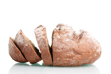 delicious sliced ​​rye bread isolated on white