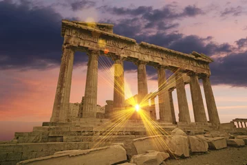 Poster The Parthenon Greek temple at sunset on the acropolis © Christian Delbert