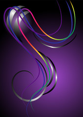 Naklejka premium Bright curved stripes on purple background.Banner