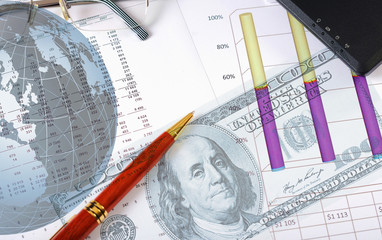 Financial and business charts and graphs