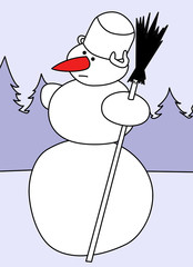 snowman silhouette on timber background