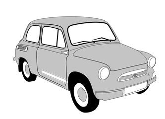 retro car on white background