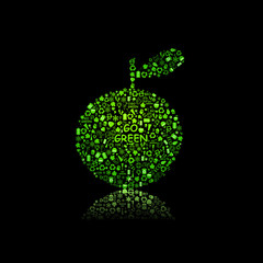 Apple Silhouette Filled With Diiferent Eco Object