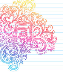 Music Note Sketchy Doodles Vector Illustration