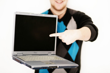 Laptop mit Finger