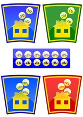 Colored icons with the theme of the house and money