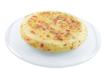 peasant omelette with potatoes, onions and peppers