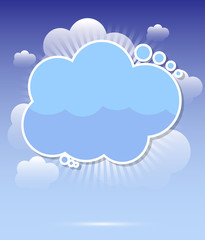 Cloud background with rays vector