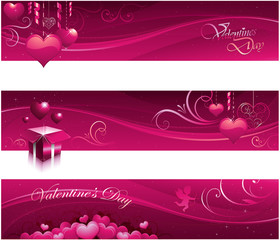 Pink valentine's day greeting card design banners