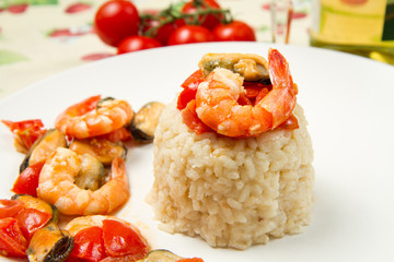 risotto con gamberi e cozze