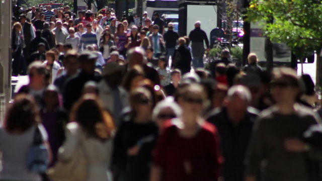 Crowded Sidewalk Slow Motion