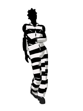 Afrcian American Female Criminal Silhouette Illustration