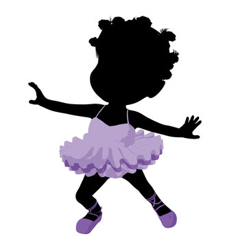 Little African American Ballerina Girl Illustration Silhouette