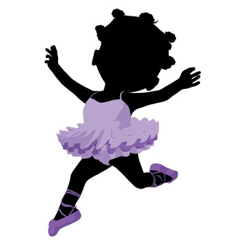 Little African American Ballerina Girl Illustration Silhouette