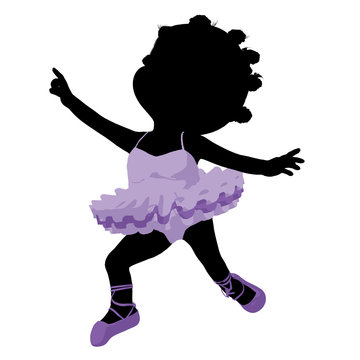 Little African American Ballerina Girl Illustration Silhouette