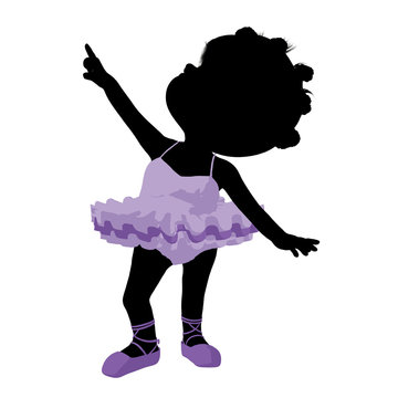 Little African American Ballerina Girl Illustration Silhouette