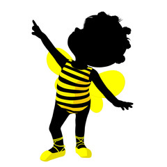 Little African American Bumble Bee Girl Illustration Silhouette