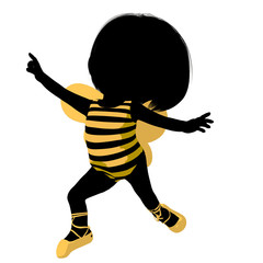 Little Bumble Bee Girl Illustration Silhouette