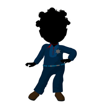 Little African American Cow Girl Illustration