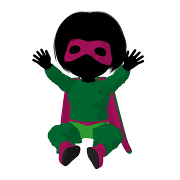 Little Super Hero Girl Illustration Silhouette