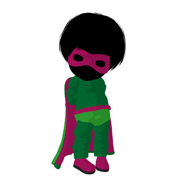 Little Super Hero Girl Illustration Silhouette