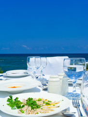 Gourme lunch on mediterranean shore
