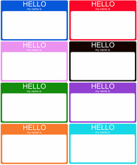 Set of 8 Colorful Name Tags - 37981722