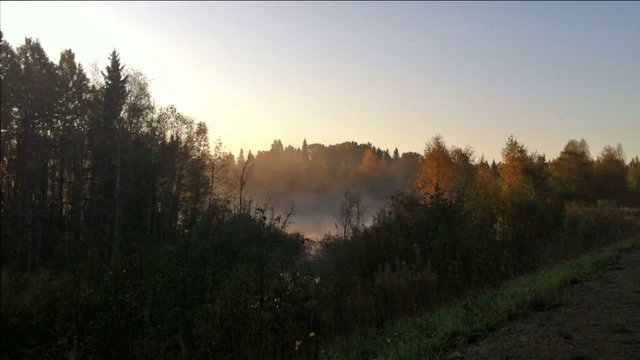 Morning fog on the lake, time lapse high def video