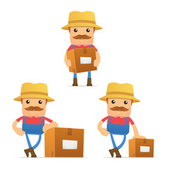 set of funny cartoon farmer