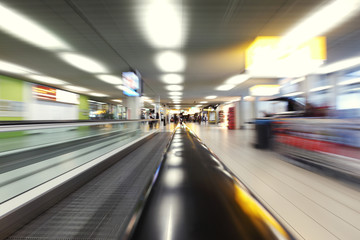 Fototapeta na wymiar moving escalator in airport