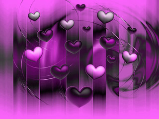 Hearts on an abstract background