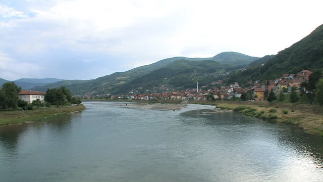 Drina river in Gorazde, Bosnia and Herzegovina