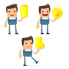 set of funny cartoon mechanic