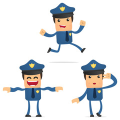 set of funny cartoon policeman