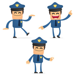 set of funny cartoon policeman