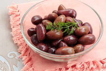 A bowl of black olives