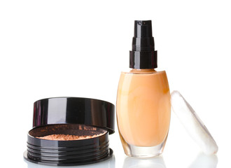 Cosmetic liquid foundation with powder on white