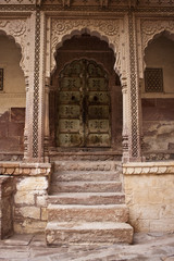 Fototapeta na wymiar Old door in palace in Meherangarh Fort in Jodhpur