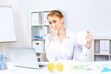 People with cold and flu  at work place