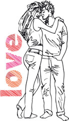 Fototapeta na wymiar Sketch of couple. Vector illustration