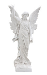 Beautiful marble angel isolated on white with clipping path