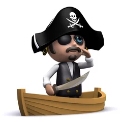 Gardinen 3D Pirat in einem kleinen Beiboot © Steve Young