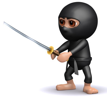 3d Ninja draws his Katana Sword