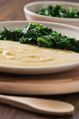 Fava bean puree with spinach.