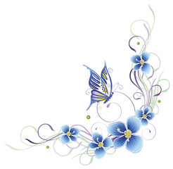 Fototapeta premium Ranke, flora, Blumen, Blüten, Schmetterling, Pastell