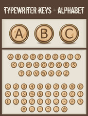 typewriter keys- alphabet- brown