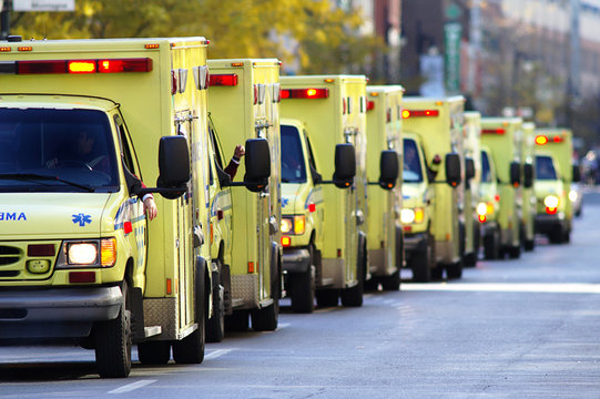 Row of ambulances