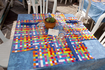 Cafe table in Marina Piccolo Capri Italy