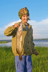 Fisherwoman with a big catch