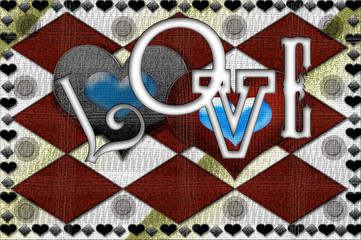 CUORI, QUADRI CON SCRITTA LOVE